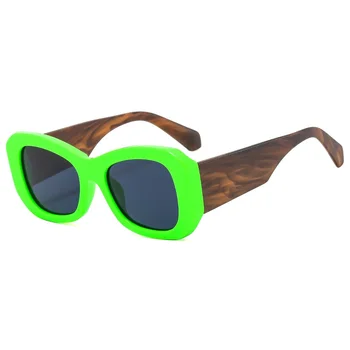 ריבוע צבע ממתקים משקפי שמש נשים עץ תבואה אופנה יוקרה גוונים וינטג ' במגמת גברים UV400 משקפי שמש של המותג אוקולוס