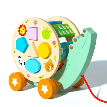 התינוק מונטסורי צעצוע פאזל עץ בצורת קוגניטיבי למידה צעצוע חינוך בסדר מיומנות מוטורית LeashRope מכונית צעצוע פעוט
