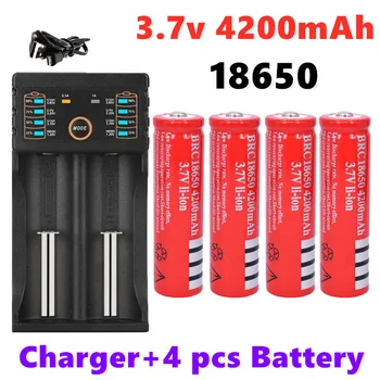 מקורי 18650 batterie 3,7 V 4200mAh wiederaufladbare liion batterie für Led taschenlampe batery litio batterie + USB Ladegerät