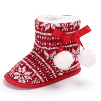 1 זוג של התינוק שלג מגפי כותנה פלנל נעלי שלג חורף חם פעוט נעלי נעליים לילדים (אדום 12cm)
