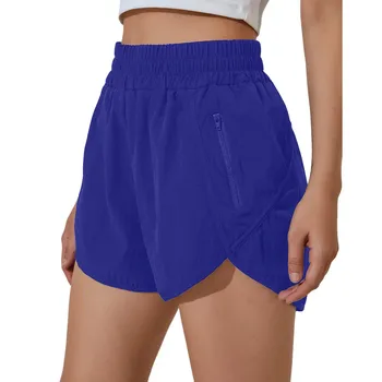מכנסיים קצרים לנשים הקיץ חיסכון פעיל מכנסיים קצרים לנשים, מכנסי ריצה, אימון ספורט שכבת יוגה מכנסיים קצרים עם כיסים