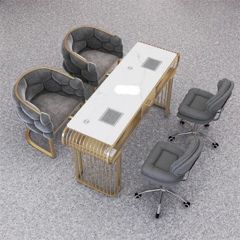 נורדי ברזל מסמר יופי שולחנות רהיטים מסחריים מניקור שולחן השיש יצירתי יוקרתית אור יוקרה מסמר השולחן