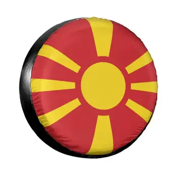 מותאם אישית הדגל של צפון מקדוניה חילוף כיסוי צמיג על הג 'יפ הונדה רכב גלגל מגיני 14