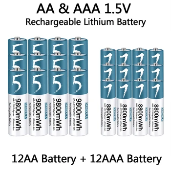 AA סוללות AAA 1.5 V נטענות פולימר ליתיום-יון סוללה AA, סוללה AAA בעבור השלט רחוק עכבר קטן מאוורר חשמלי צעצוע
