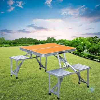 חיצונית שולחן מתקפל כיסא קמפינג סגסוגת אלומיניום שולחן פיקניק עמיד למים Ultra-אור עמיד שולחן מתקפל, שולחן להגדיר