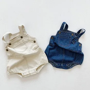 2023 קיץ חדשה, תינוק ג ' ינס בגד ללא שרוולים בנות סרבל תינוק לילדים בגדים מזדמנים 0-3 שנים