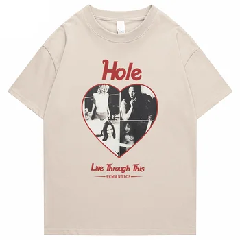 בנות ברחוב האמריקאי טי-שירט עם לב בצורת תבנית מכתב מודפס חולצות רטרו שטחי כותנה טהורה Harajuku עם שרוולים קצרים