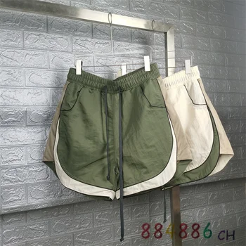 ירוק צבאי התאמת צבעים חדשים מכנסי גברים, נשים, רשת באיכות גבוהה מתייבש במהירות חיצונית מכנסיים קצרים מזדמנים מכנסי