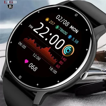 LIGB 2023 החדש, שעון חכם גברים מלא מסך מגע ספורט כושר לצפות IP67 עמיד למים Bluetooth עבור ios אנדרואיד smartwatch גברים+קופסא