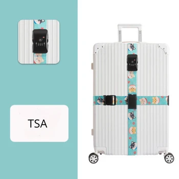 TSA המכס לנעול את המזוודות לחצות את החגורה עם הסיסמה מתכוונן נסיעות המזוודה הלהקה המטען מזוודה חבל רצועות נסיעות אביזר