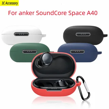 על אנקר Soundcore החלל 40א כיסוי אוזניות Bluetooth מקרה מגן סיליקון במקרה רך עבור שטח 40א אחסון שקיות עם קרס