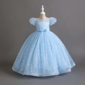 5-14 שנים טול נצנצים פאף שרוול הנסיכה זמן אירוע רשמי שמלת שושבינה לילדות של הילדים אלגנטית לנשף 공주드레스