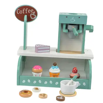 ילדים מכונת קפה Playset צעצוע עץ מכונת קפה להגדיר עבור פעוטות בגיל 3+