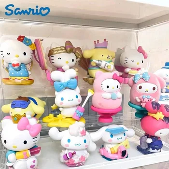Sanrio המשפחה Hellokitty Popmart בועה מארט חמוד איפור היופי יד עיוור תיבת קישוט חתיכה בנות צעצועים מתנה מתנות חג