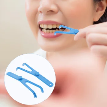 4 יח ' ילד כלים חוט דנטלי מחזיק פלסטיק Flosser מתלה שיניים ניקוי לשימוש חוזר מקלות עמ שן ילד