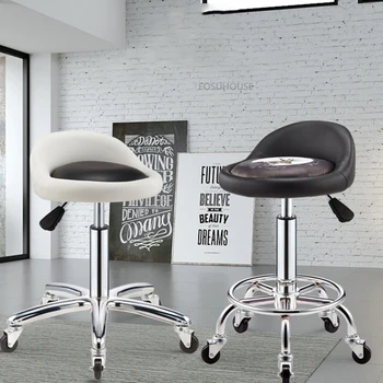 מודרני עור סלון יופי צואה סלון ריהוט עיסוי כיסא עבודה עם גלגלים גלגלות, מספרה מעצב שיער צואה