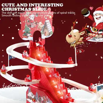 חשמלי טיפוס סולם חג המולד סנטה קלאוס, מירוץ צעצועים חינוכיים מוסיקה שקופיות צעצוע לילדים כיף חג המולד מתנות G3X4