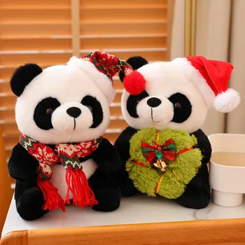 חמוד חג המולד להתלבש דוב פנדה קטיפה צעצועים ממולאים מחזיק מתנות עיצוב הבית למסיבה Plushie מחזיק מפתחות בובה ילדים בנות מתנה בובה