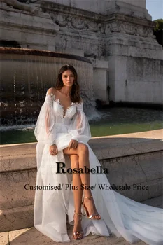 ROSABELLA בציר אשליה אפליקציות שמלות חתונה עבור הכלה 2023 חריץ החלוק דה Mariee Brautmode בהזמנה אישית
