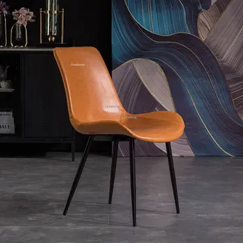 מודרני עור ריהוט חדר האוכל הכיסא נורדי ההגירה אופנה בסלון פנאי משענת הכיסא מינימליסטי מטבח שולחן כיסאות