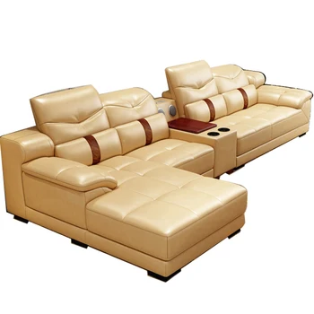 אופנה מודרנית בד אפור 7 מושבים ספה להגדיר עיצובים ריהוט הסלון בצורת L חתך בפינת הספה בשילוב ספות