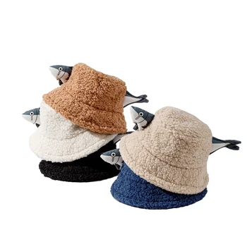 נשים גברים חמים Fishmen קטיפה כובע יצירתי חיה דגים 3D ורפוי סתיו חורף Thickene אגן כובע אופנה דלי כובע כובע פנמה