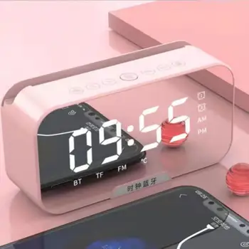 2023 החדש אלחוטי Bluetooth רמקול עם רדיו FM נייד Mini Card המראה צליל התראה כפול שעון מעורר את ההגדרות עבור כל טלפון
