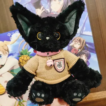 Plemy חתול קטיפה בובה Kachidevon מתולתל שחור חתול חמוד רך חתול קטיפה כרית קוואי בעלי חיים קריקטורה בובות ילדים תינוקת חמודה מתנה