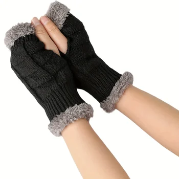 1 זוג קטיפה, כפפות עבות עם בטנת קטיפה מתאים לחורף הרוח הגנה וחום