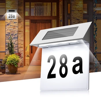 LED סולארית מספר הבית מופעל על קיר אור LED Doorplate מנורת נירוסטה חיצונית בית דירה מרפסת המספר אור עם תאורה אחורית