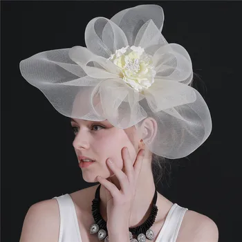 כלה אורגנזה Fascinator כובע לנשים מסיבת חתונה רשת חוט פרח הכובעים קנטאקי דרבי כיסוי ראש לנשים בנות