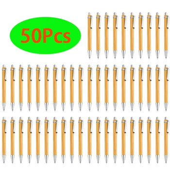 50Pcs טהור במבוק לחץ עט כדורי מתנה עטים עבור אנשי עסקים כתיבה הכדור עטים