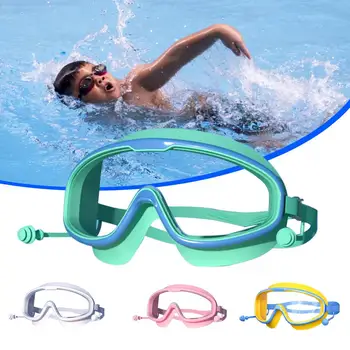 משקפי שחייה חזון רחב שקוף עם אטמי אוזניים ילדים שחייה בקיץ דליפת הוכחה משקפי צלילה