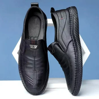 לנשימה עסקי עור לגברים נעלי הקיץ להחליק על נעלי גברים מזדמנים נעלי עור שחור דירות נהיגה נעלי מוקסינים