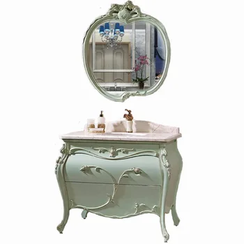 חכם חדש מראה בסגנון אירופאי ארון אמבטיה עץ אלון אגן שילוב אמבטיה ארון אמבטיה רהיטים