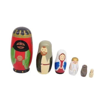 המלך בובות קינון רוסיות לערום צעצוע 6Pcs עץ בעבודת יד Matryoshka