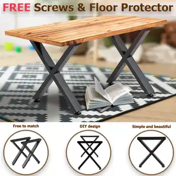 2x תעשייתית פלדה הרגליים של השולחן עם החלקה מחצלת מתכת שחורה שולחן ברזל השולחן הרגל שולחן וספה רהיטים Handcrafts 40cm/71cm