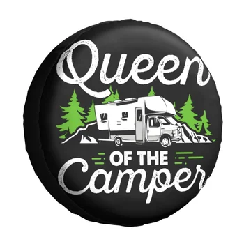 האוטו קרוואנים קמפינג המלכה של החניך צמיג רזרבי לכסות מקרה קריקטורה Campervan הגלגל מכסה עבור ג ' יפ 