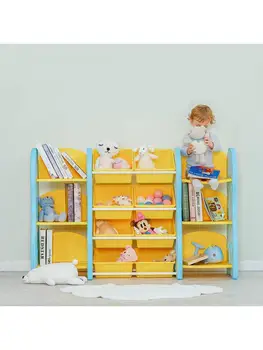 צעצוע של ילדים מדף אחסון ארגונית מתלה רב-שכבתיים צעצועים לתינוק חדר ילדים ארון לאחסון פלסטיק למדף הספרים.