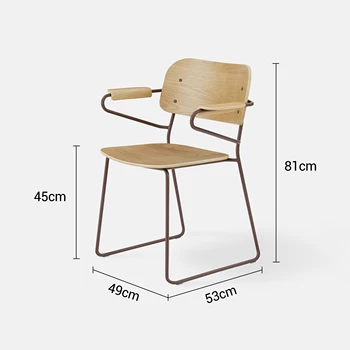 מודרני האוכל פשוט הכיסא אור יוקרה כיסא הברזל נורדי עיצוב מעץ מלא משענת יד גבוהה פנאי הכיסא