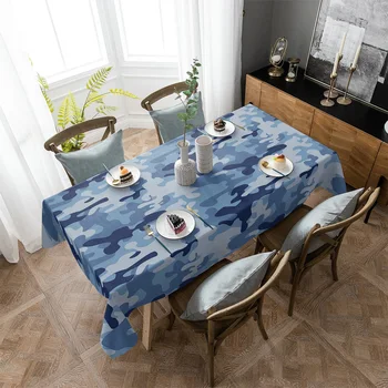 הצבא הכחול הסוואה מפות על שולחן האוכל עמיד למים שולחן מלבני כיסוי עבור המטבח הסלון
