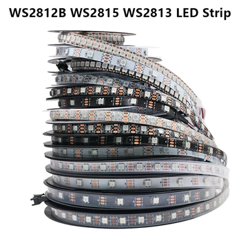 WS2815 DC12V DC 5V WS2813 WS2812B LED הרצועה 30/60/74/96/144LEDs/M בנפרד למיעון LED קלטת שחור/לבן PCB IP30/65/67