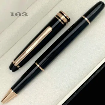 מהדורה מוגבלת יוקרה MB 163 שחור שרף עט רולר בול Blance כדורי המשרד הספר כתיבה עטים נובעים עם מספר סידורי.