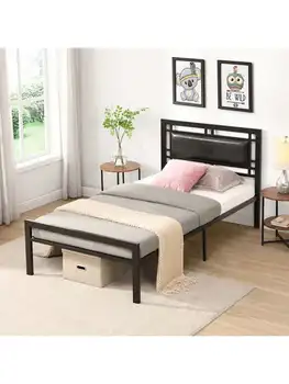 תאום גודל מתכת המיטה חסון מערכת מתכת מסגרת המיטה ,בסגנון מודרני ונוחות לכל חדר שינה ,שחור