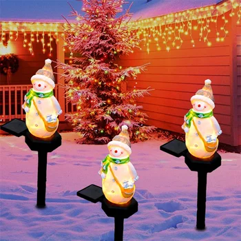 חג מולד קישוט LED אורות השמש שרף שלג סנטה קלאוס חיצוני עמיד למים גינת חצר אווירה מנורות דשא