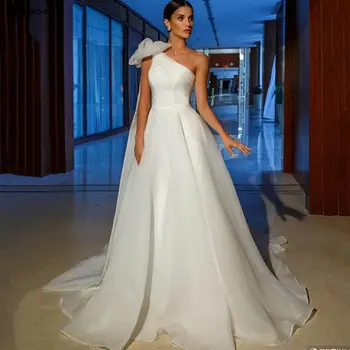 כתף אחת אורגנזה חתונה השמלה 2023 לנשים בהתאמה אישית חלוק דה Mariee אלגנטי קו שמלות כלה החדשה החתונה