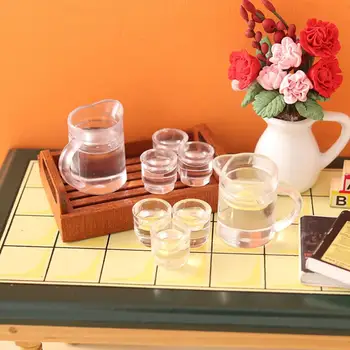 בית היוצר מציאותי מיניאטורי בית משקאות להגדיר לימונדה, מיץ תפוזים, קפה, חלב אביזרים לקישוט מיני גביע הבית