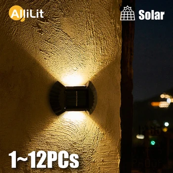 8LED סולארית LED אור חיצוני IP65 עמיד למים מרפסת אורות קיר עבור החצר רחוב נוף גן עיצוב מנורת חיישן תנועה