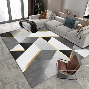 נורדי גיאומטריות שטיח סלון מודרני, עיצוב יוקרתי ספה שולחן גדול שטיחים שטח רחיץ Y2k קישוט חדר בבית מחצלות