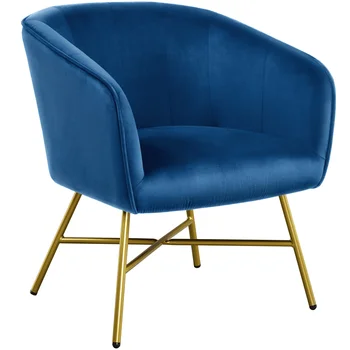 אלדן עיצוב קטיפה מועדון מבטא הכיסא, כחול כהה